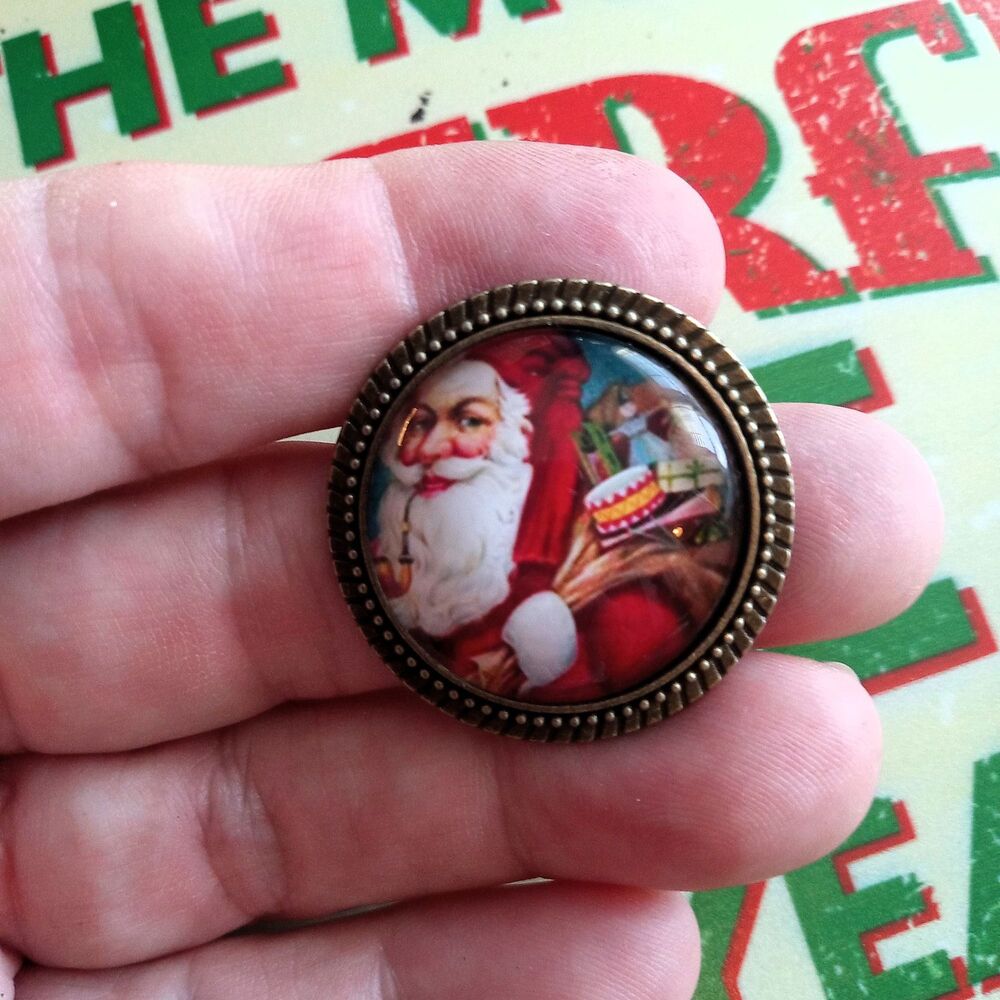 Santa Claus Brooch, Father Christmas Pin, Christmas Jewelry